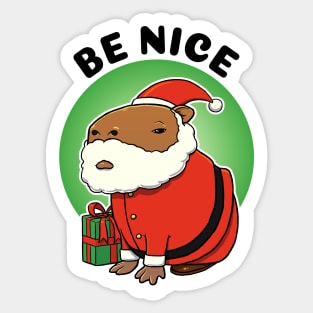 Be Nice Capybara Santa Sticker